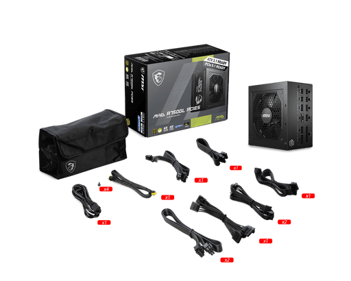 MSI MAG A750GL PCIE5 750W 80 PLUS GOLD ATX 3.1 FULLY MODULAR SMPS - SWIFT PERIPHERALS1090620