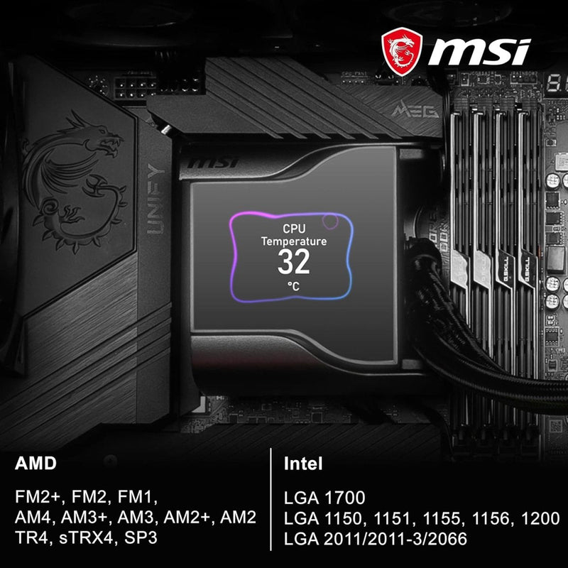 MSI MAG CORELIQUID S360 360MM AIO LIQUID COOLER BLACK - SWIFT PERIPHERALS1082822