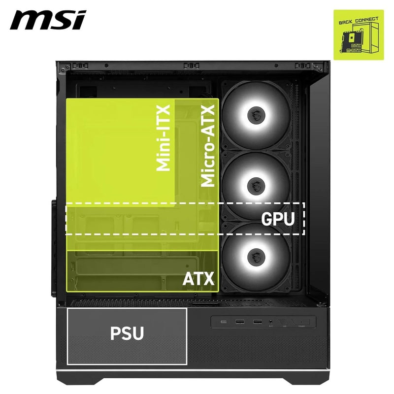 MSI MAG PANO 110R PZ MID TOWER GAMING PC CASE BLACK - SWIFT PERIPHERALS1095235