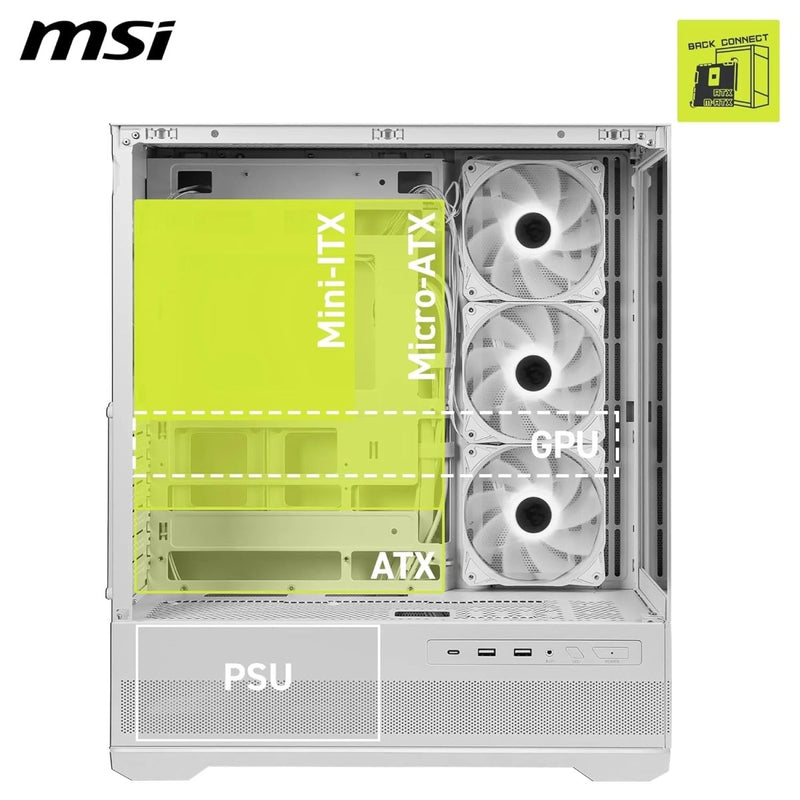 MSI MAG PANO 110R PZ MID - TOWER GAMING PC CASE - WHITE - SWIFT PERIPHERALS1095236