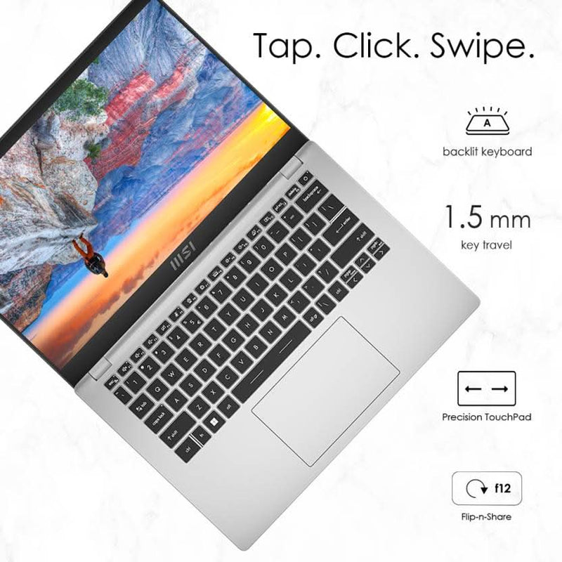 MSI MODERN 14 C12MO - 1019IN [CI7 - 1255U 12TH GEN/16GB/512GB SSD/WIN11 HOME/14.0 INCH/INTEGRATED GRAPHICS /1 YEAR(S)/SILVER] - SWIFT PERIPHERALS1089891
