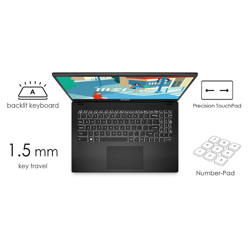 MSI MODERN 15 B13M - 1206IN I3 - 1315U/ONBOARD DDR4 8GB (3200MHZ)/512GB NVME PCIE SSD /WINDOWS11 HOME/OFFICE + M365/1 YEAR WARRANTY TERM - SWIFT PERIPHERALS9S7-15H112-1206