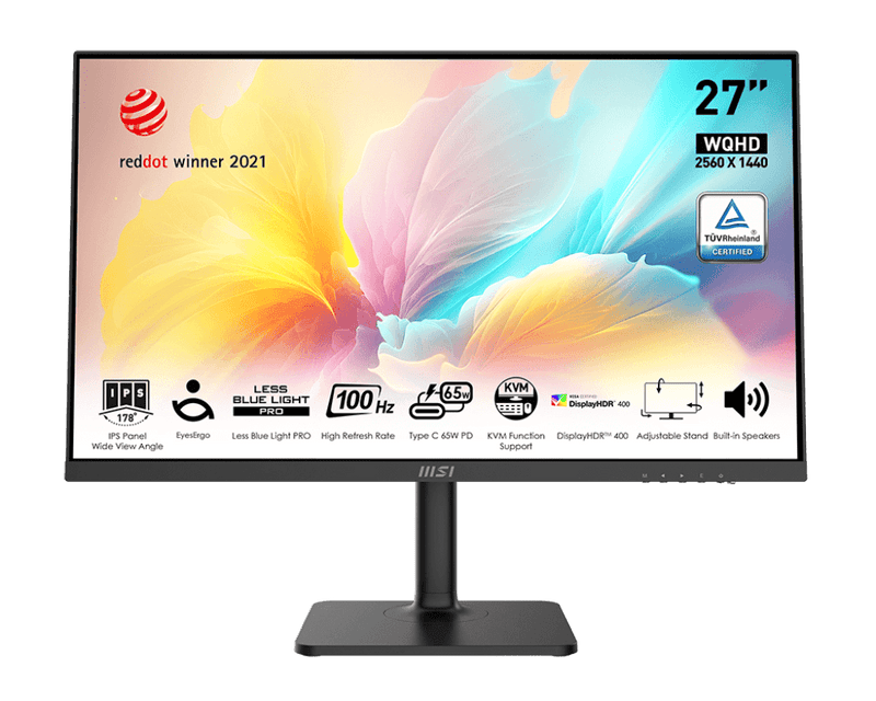 MSI Modern MD272QXP 27" WQHD 2K IPS Monitor 100Hz USB - C Height Adjustable Eye - Care Certified - SWIFT PERIPHERALSMD272QXP