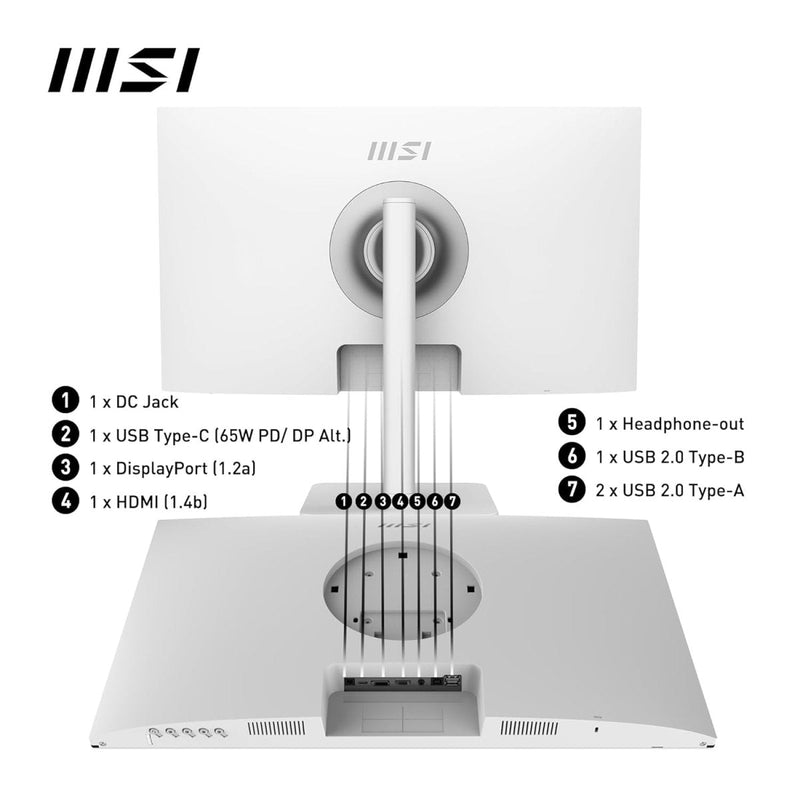 MSI Modern MD272XPW 27" FHD 100Hz 4ms IPS Built - in - Speaker Monitor - White - SWIFT PERIPHERALSModern MD272XPW