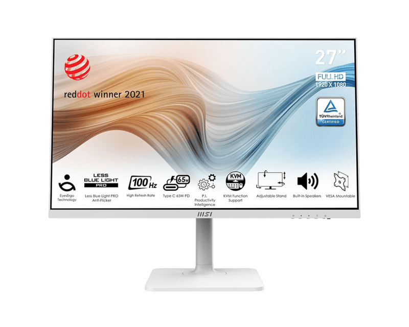 MSI Modern MD272XPW 27" FHD 100Hz 4ms IPS Built - in - Speaker Monitor - White - SWIFT PERIPHERALSModern MD272XPW