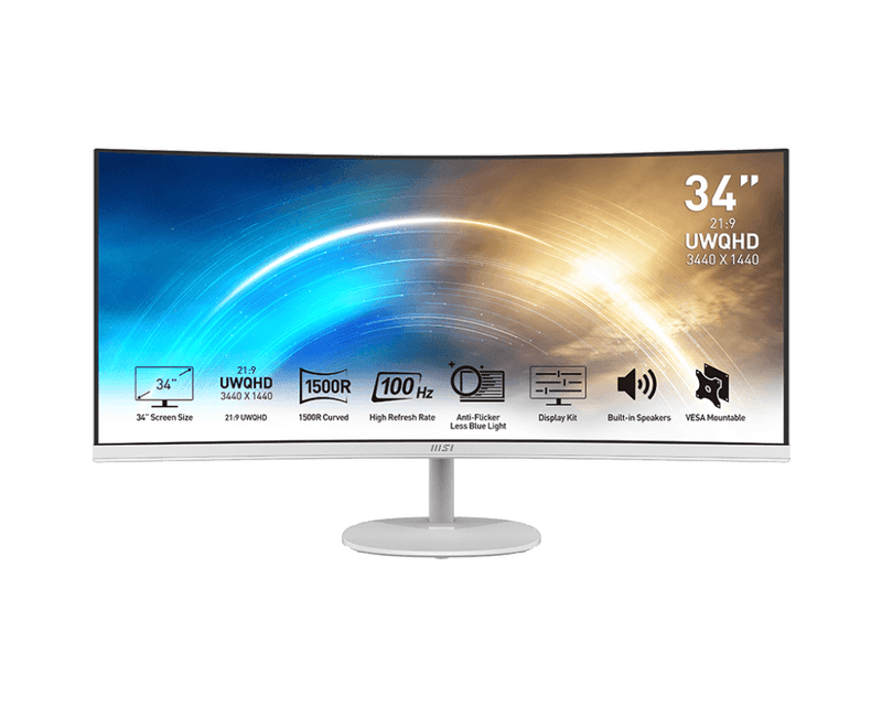 MSI Modern MP341CQW 34" 2K UWQHD 4ms 100Hz Curved Professional Monitor - SWIFT PERIPHERALSMP341CQW