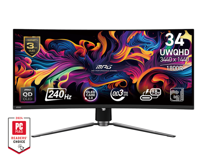 MSI MPG 341CQPX QD - OLED 34" 2K UWQHD 240Hz 0.03ms Curved OLED Gaming Monitor - SWIFT PERIPHERALS‎MPG 341CQPX QD OLED