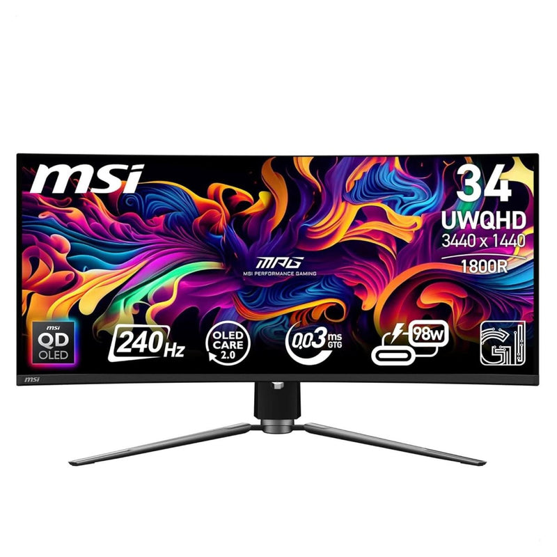 MSI MPG 341CQPX QD - OLED 34 INCH 2K UWQHD CURVED GAMING MONITOR - SWIFT PERIPHERALS1095644