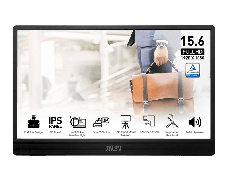 MSI PRO MP161 E2 15.6" Full - HD IPS 60Hz Portable Ultra - Slim with speaker Monitor - SWIFT PERIPHERALSPRO-MP161-E2