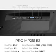MSI PRO MP251 E2 24.5" 120Hz IPS Full HD Monitor Built‑in Speakers - SWIFT PERIPHERALSMP251-E2