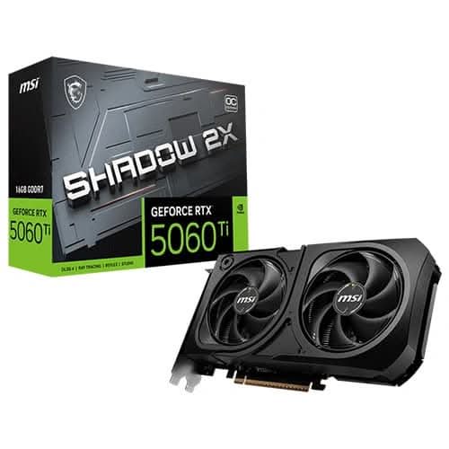 MSI RTX 5060 Ti Shadow 2X OC Plus 16GB GDDR7 Graphics Card - SWIFT PERIPHERALS1095334