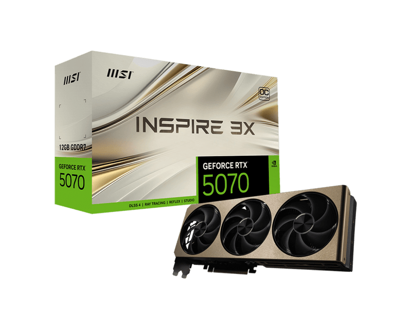 MSI RTX 5070 INSPIRE 3X OC 12GB GDDR7 GRAPHICS CARD (G5070 - 12) - SWIFT PERIPHERALS1092749