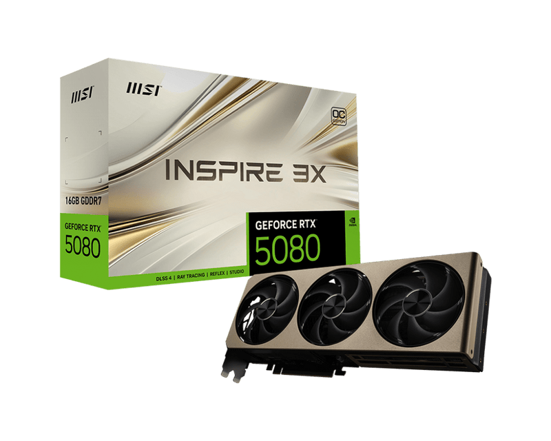 MSI RTX 5080 INSPIRE 3X OC 16GB GDDR7 GRAPHICS CARD - SWIFT PERIPHERALS1092713