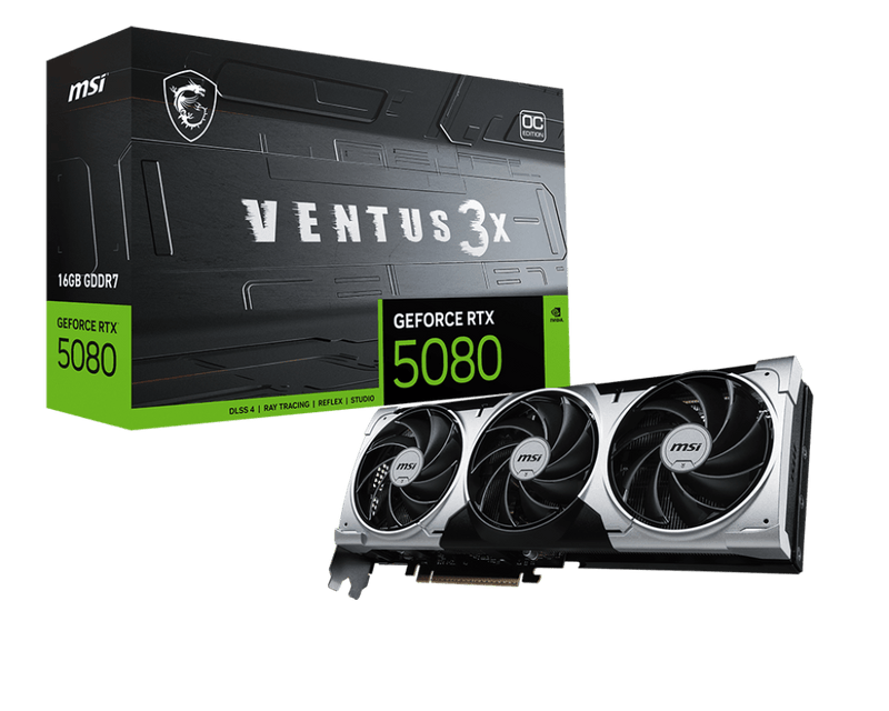MSI RTX 5080 VENTUS 3X OC PLUS 16GB GDDR7 GRAPHICS CARD - SWIFT PERIPHERALS1092579