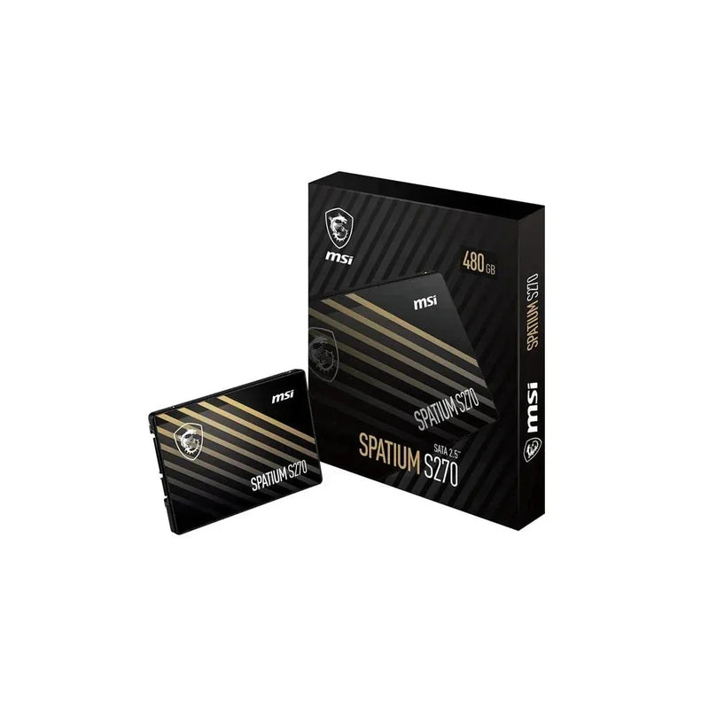 480GB SATA III internal SSD with black and gold design, shown with retail box