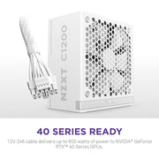 NZXT ATX 3.1 1200 WATT 80 PLUS GOLD FULLY MODULAR LOW - NOISE POWER SUPPLY, WHITE - PA - 2G2BW - UK - SWIFT PERIPHERALS1094565