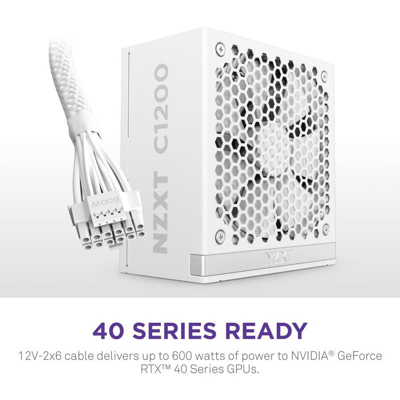 NZXT ATX 3.1 1200 WATT 80 PLUS GOLD FULLY MODULAR LOW - NOISE POWER SUPPLY, WHITE - PA - 2G2BW - UK - SWIFT PERIPHERALS1094565