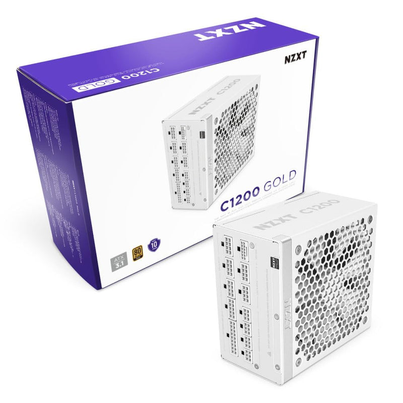 NZXT ATX 3.1 1200 WATT 80 PLUS GOLD FULLY MODULAR LOW - NOISE POWER SUPPLY, WHITE - PA - 2G2BW - UK - SWIFT PERIPHERALS1094565