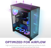 NZXT CHASSIS H SERIES H7 (2024) FLOW WITHOUT PSU BLACK COLOR - CM - H72FB - 01 - SWIFT PERIPHERALS1093690