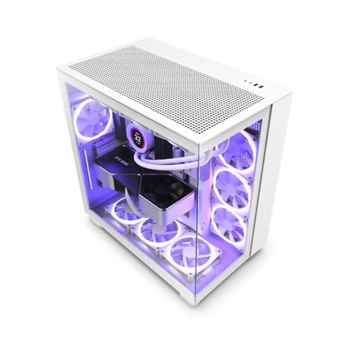 NZXT CHASSIS H SERIES H9 FLOW EDITION ATX MID TOWER CHASSIS ALL WHITE(CM - H91FW - 01) - SWIFT PERIPHERALS1084053