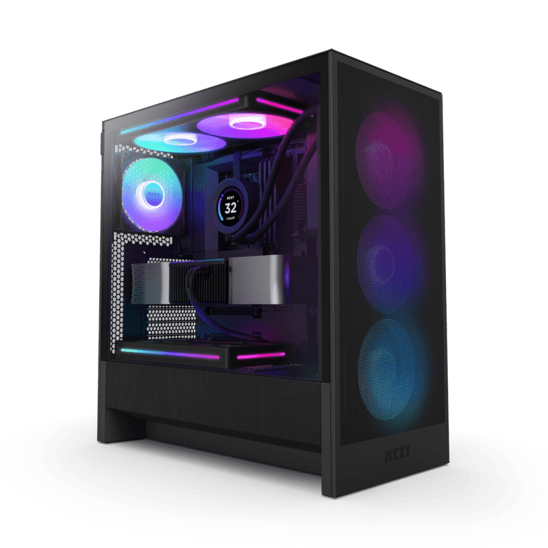 NZXT CHASSIS H5 FLOW RGB (2024) COMPACT MID - TOWER ATX CASE ALL BLACK - CC - H52FB - R1 - SWIFT PERIPHERALSNZXT0244