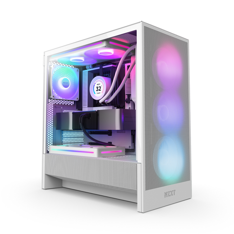 NZXT CHASSIS H5 FLOW RGB (2024) COMPACT MID - TOWER ATX CASE ALL WHITE - CC - H52FW - R1 - SWIFT PERIPHERALSNZXT0243