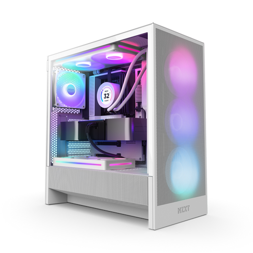 NZXT CHASSIS H5 FLOW RGB (2024) COMPACT MID - TOWER ATX CASE ALL WHITE - CC - H52FW - R1 - SWIFT PERIPHERALSNZXT0243
