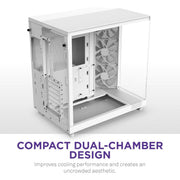 NZXT CHASSIS H6 FLOW (2023) COMPACT DUAL - CHAMBER ATX - ALL WHITE - CC - H61FW - 01 - SWIFT PERIPHERALS1092192