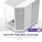 NZXT CHASSIS H6 FLOW (2023) COMPACT DUAL - CHAMBER ATX - ALL WHITE - CC - H61FW - 01 - SWIFT PERIPHERALS1092192