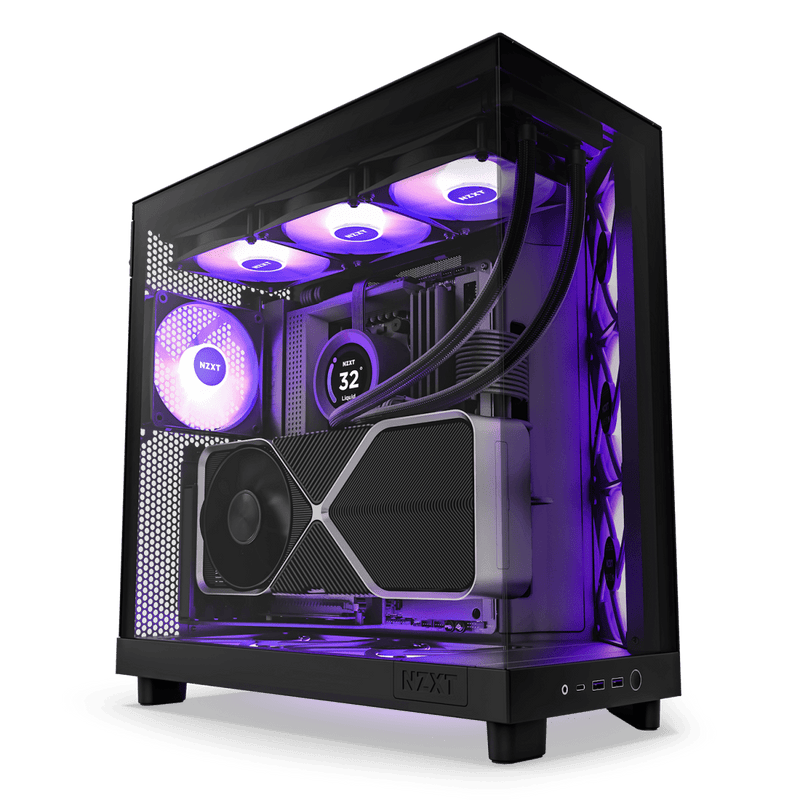 NZXT CHASSIS H6 FLOW RGB (2023) COMPACT DUAL - CHAMBER ATX CASE WITH RGB FANS - ALL BLACK - CC - H61FB - R1 - SWIFT PERIPHERALS1089590