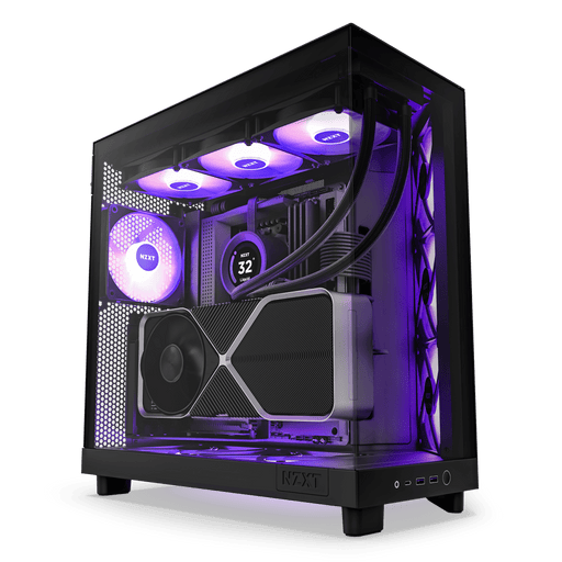 NZXT CHASSIS H6 FLOW RGB (2023) COMPACT DUAL - CHAMBER ATX CASE WITH RGB FANS - ALL BLACK - CC - H61FB - R1 - SWIFT PERIPHERALS1089590