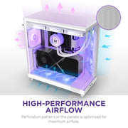 NZXT CHASSIS H6 FLOW RGB (2023) COMPACT DUAL - CHAMBER ATX CASE WITH RGB FANS - ALL WHITE - CC - H61FW - R1 - SWIFT PERIPHERALS1088047