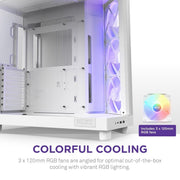 NZXT CHASSIS H6 FLOW RGB (2023) COMPACT DUAL - CHAMBER ATX CASE WITH RGB FANS - ALL WHITE - CC - H61FW - R1 - SWIFT PERIPHERALS1088047