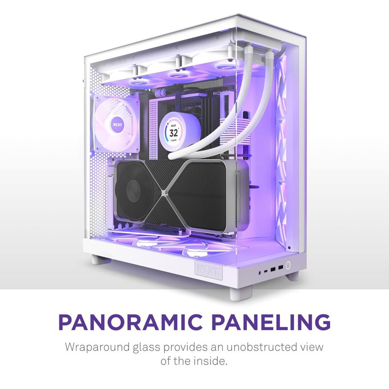 NZXT CHASSIS H6 FLOW RGB (2023) COMPACT DUAL - CHAMBER ATX CASE WITH RGB FANS - ALL WHITE - CC - H61FW - R1 - SWIFT PERIPHERALS1088047