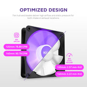 NZXT F120 RGB CORE 120MM CABINET FAN BLACK TRIPLE PACK (RF - C12TF - B1) - SWIFT PERIPHERALS1090614
