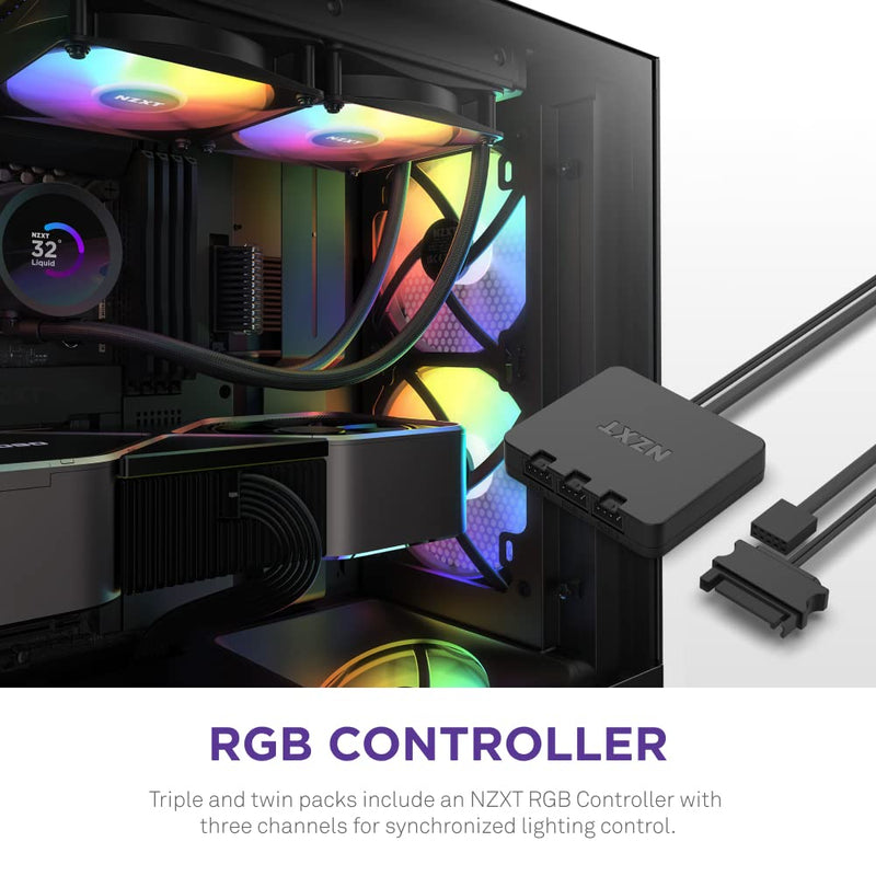NZXT F120 RGB CORE 120MM CABINET FAN BLACK TRIPLE PACK (RF - C12TF - B1) - SWIFT PERIPHERALS1090614