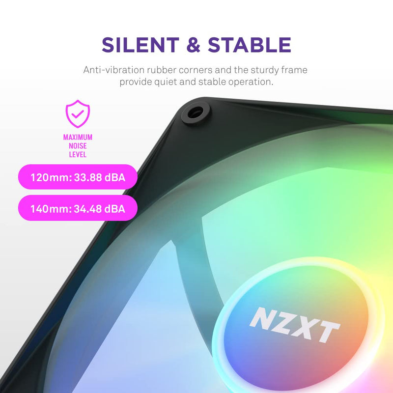 NZXT F120 RGB CORE 120MM CABINET FAN BLACK TRIPLE PACK (RF - C12TF - B1) - SWIFT PERIPHERALS1090614