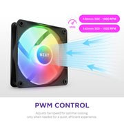 NZXT F120 RGB CORE 120MM CABINET FAN BLACK TRIPLE PACK (RF - C12TF - B1) - SWIFT PERIPHERALS1090614