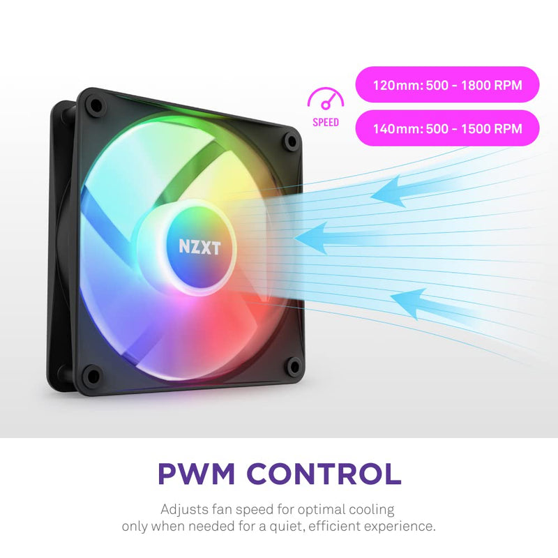 NZXT F120 RGB CORE 120MM CABINET FAN BLACK TRIPLE PACK (RF - C12TF - B1) - SWIFT PERIPHERALS1090614