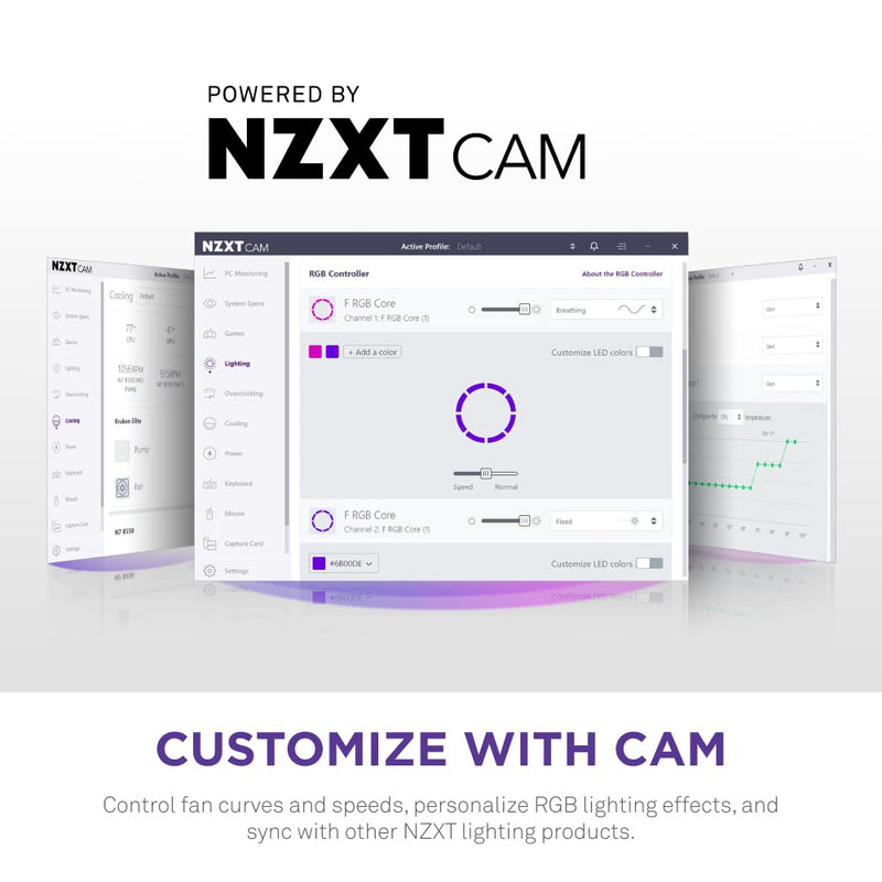 NZXT F120RGB CORE - 120MM HUB - MOUNTED RGB FAN - SINGLE PACK (BLACK) - RF - C12SF - B1 - SWIFT PERIPHERALS1093736