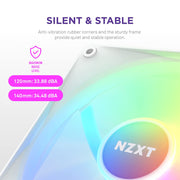 NZXT F120RGB CORE - 120MM HUB - MOUNTED RGB FAN - SINGLE PACK (WHITE) - RF - C12SF - W1 - SWIFT PERIPHERALS1093735