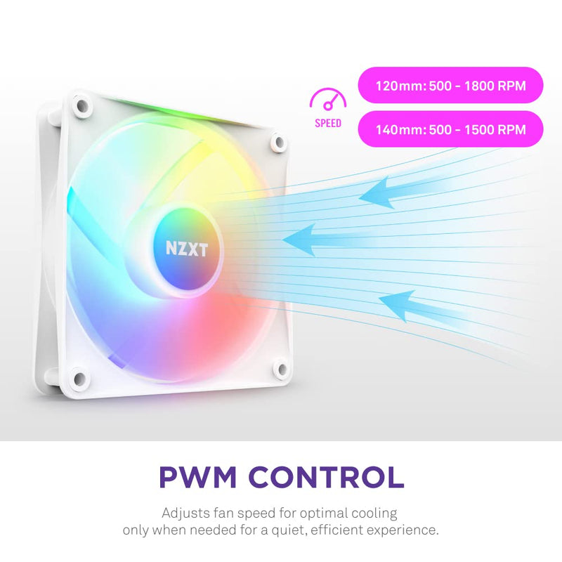 NZXT F120RGB CORE - 120MM RGB FAN - TRIPLE PACK (WHITE) W/RGB CONTROLLER RF - C12TF - W1 - SWIFT PERIPHERALS1090615