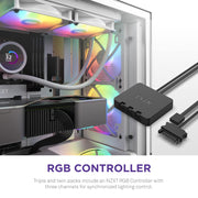 NZXT F120RGB CORE - 120MM RGB FAN - TRIPLE PACK (WHITE) W/RGB CONTROLLER RF - C12TF - W1 - SWIFT PERIPHERALS1090615