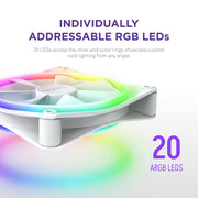 NZXT F120RGB DUO - 120MM DUAL - SIDED RGB FAN - TRIPLE PACK (WHITE) W/RGB CONTROLLER - RF - D12TF - W1 - SWIFT PERIPHERALS1092197