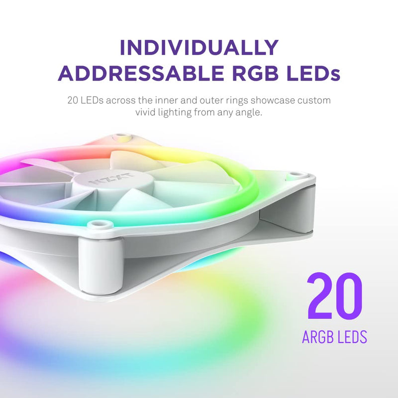 NZXT F120RGB DUO - 120MM DUAL - SIDED RGB FAN - TRIPLE PACK (WHITE) W/RGB CONTROLLER - RF - D12TF - W1 - SWIFT PERIPHERALS1092197