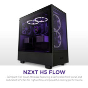 NZXT H5 FLOW MID - TOWER E - ATX COMPACT CABINET BLACK - SWIFT PERIPHERALS1083616