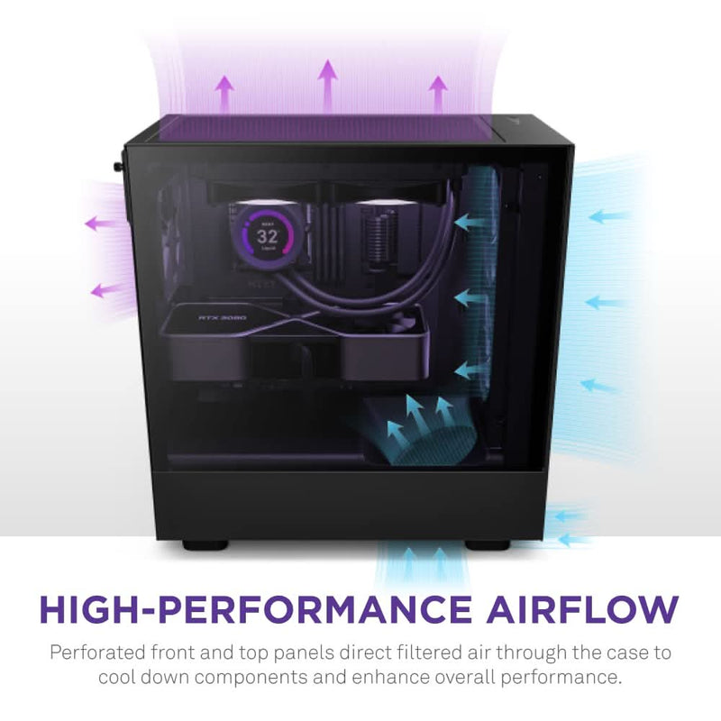 NZXT H5 FLOW MID - TOWER E - ATX COMPACT CABINET BLACK - SWIFT PERIPHERALS1083616