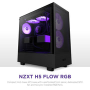 NZXT H5 FLOW RGB MID - TOWER ATX CABINET BLACK - SWIFT PERIPHERALS1085861