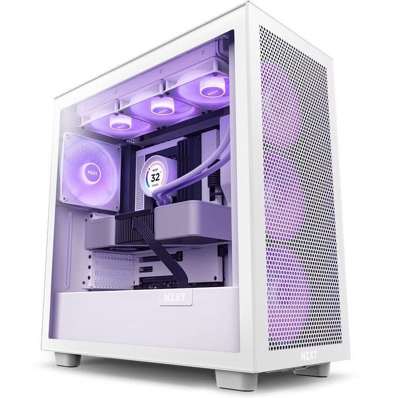 NZXT H7 FLOW MID - TOWER WITH RGB FANS CABINET WHITE CM - H72FW - R1 - SWIFT PERIPHERALS1085237