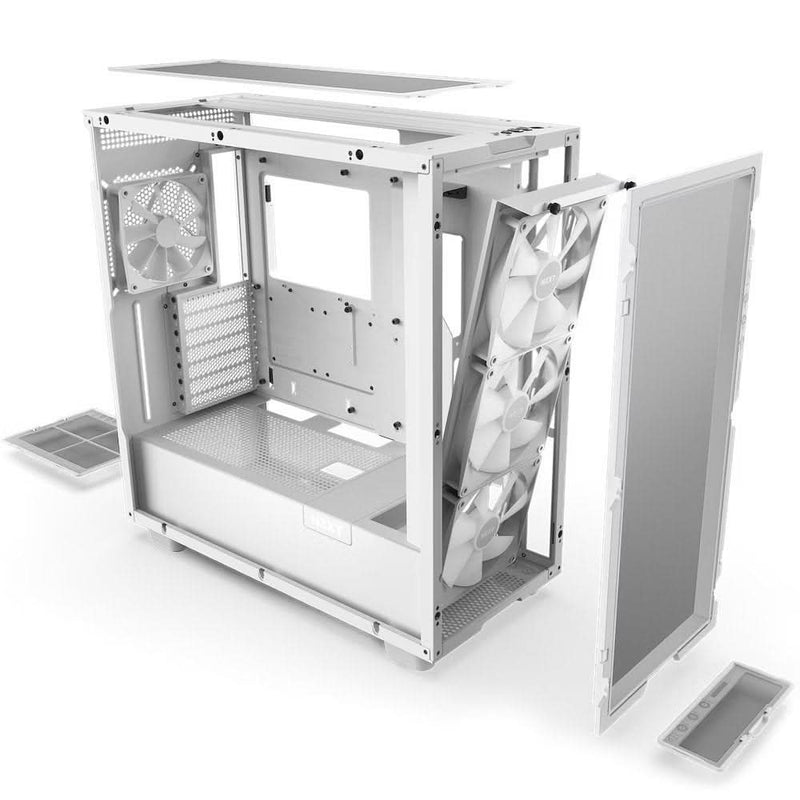 NZXT H7 FLOW MID - TOWER WITH RGB FANS CABINET WHITE CM - H72FW - R1 - SWIFT PERIPHERALS1085237